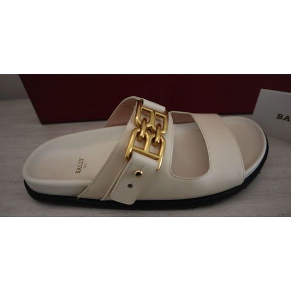 Bally 6300082 Women's Sz 5.5M Bone/Beige Leather Emma Slide Sandals $640 - Picture 11 of 13